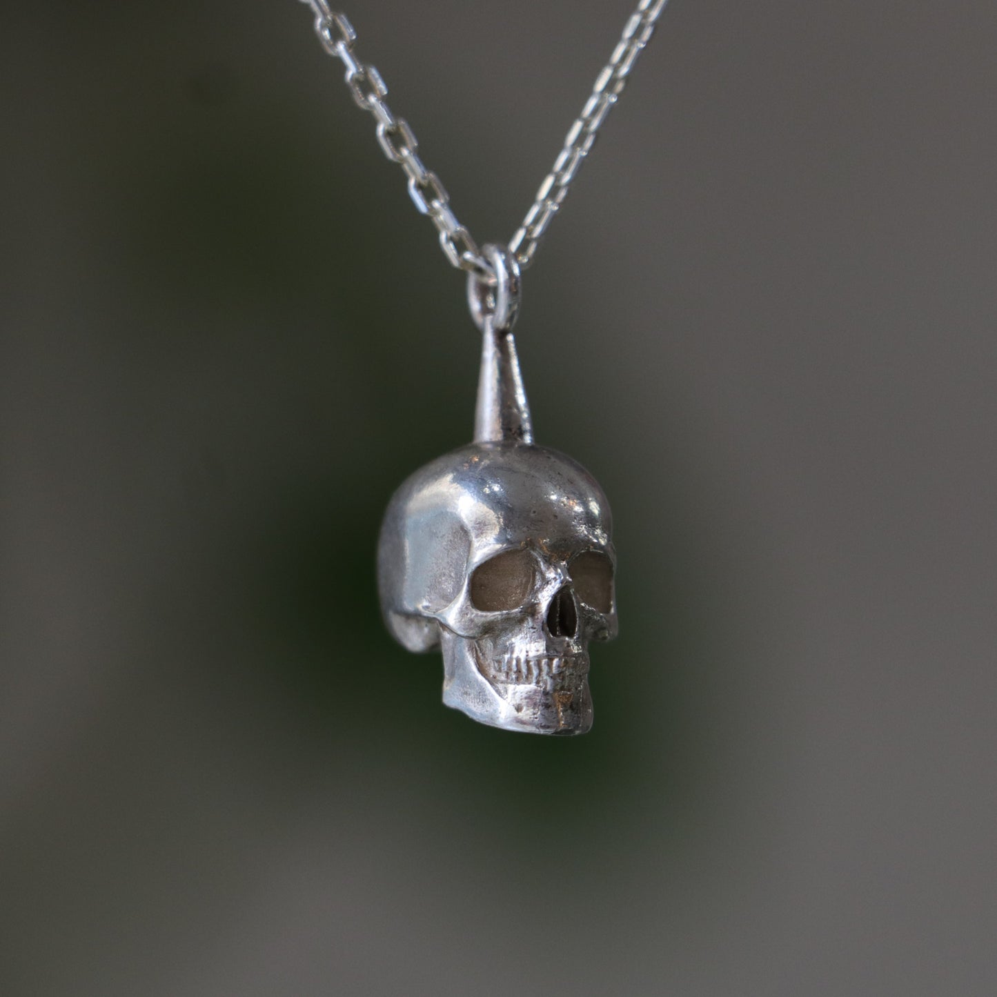 Mini Mini Skull 925 Oxidized Silver Necklace