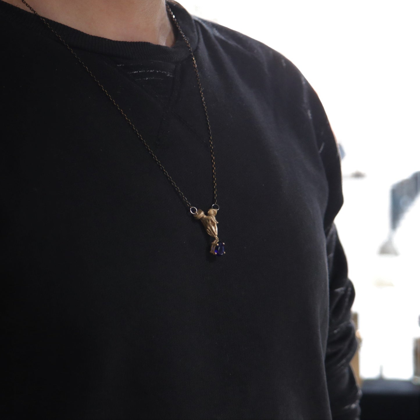 Pray Garnet Praying Hands Necklace