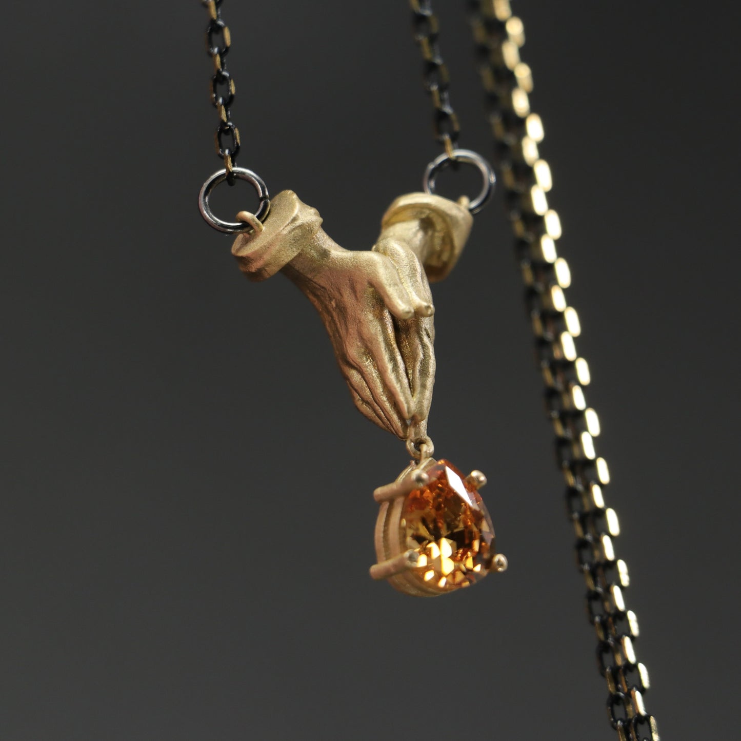 Pray Garnet Praying Hands Necklace