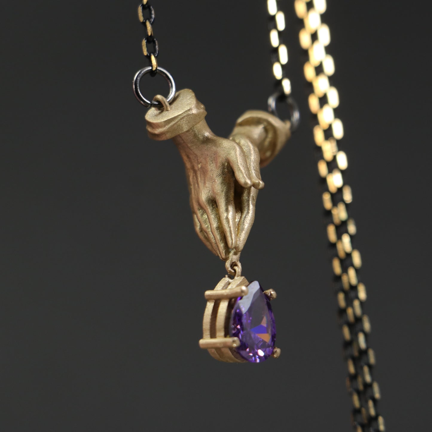 Pray Garnet Praying Hands Necklace