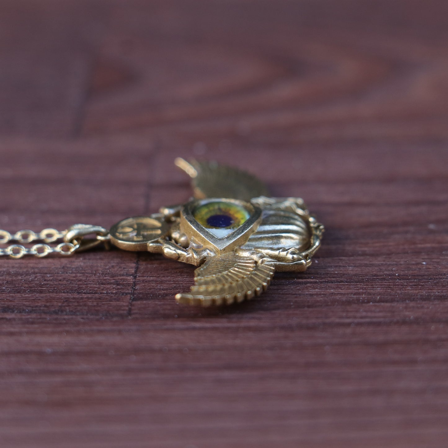 Antik Mısır Scarab ve Ankh Gümüş Kolye - İris Göz Koruyucu Tılsım