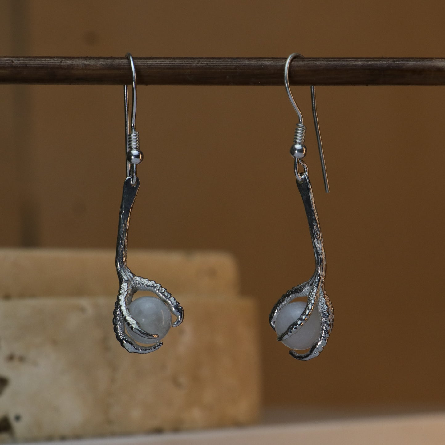 Garnet Claw Earrings