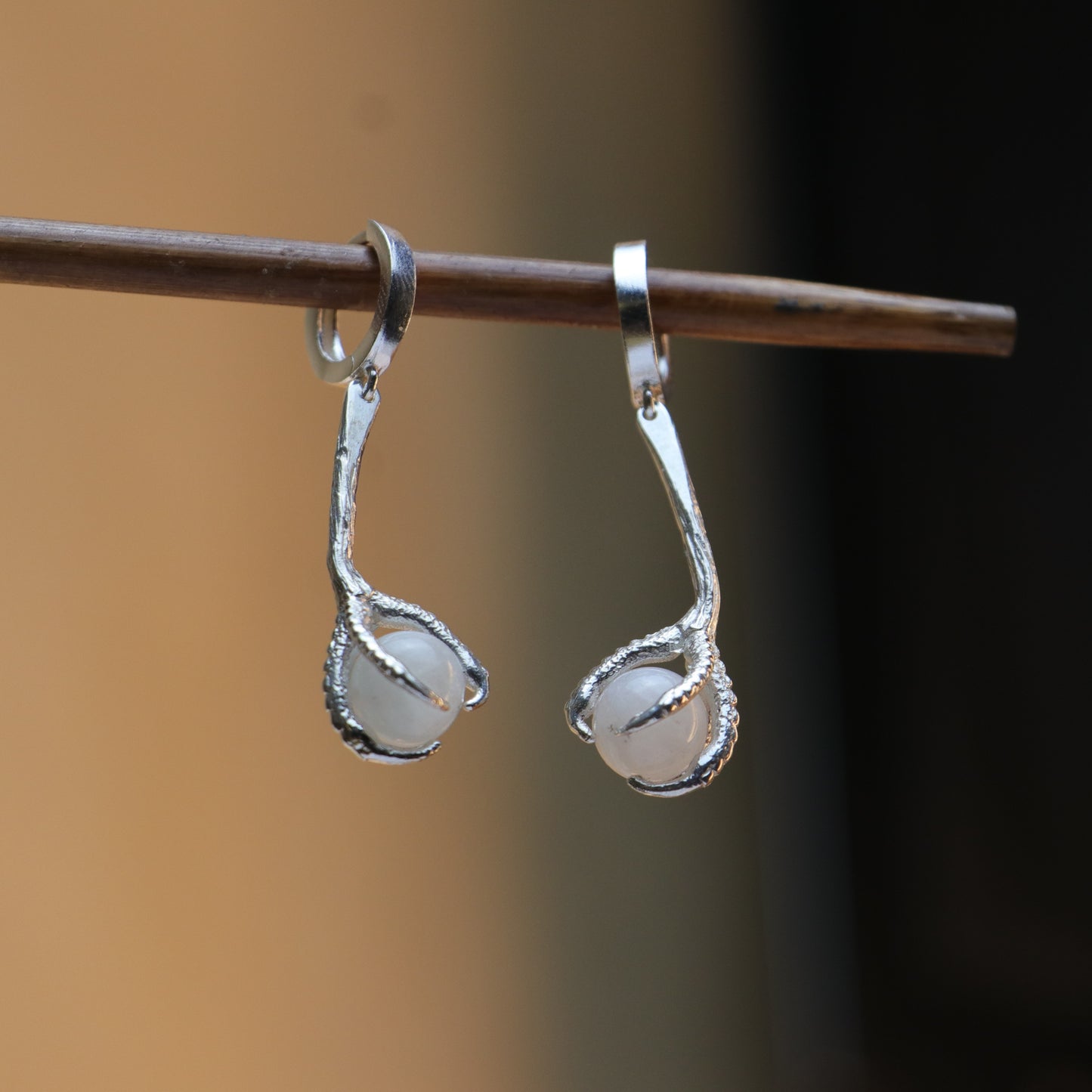 Garnet Claw Earrings