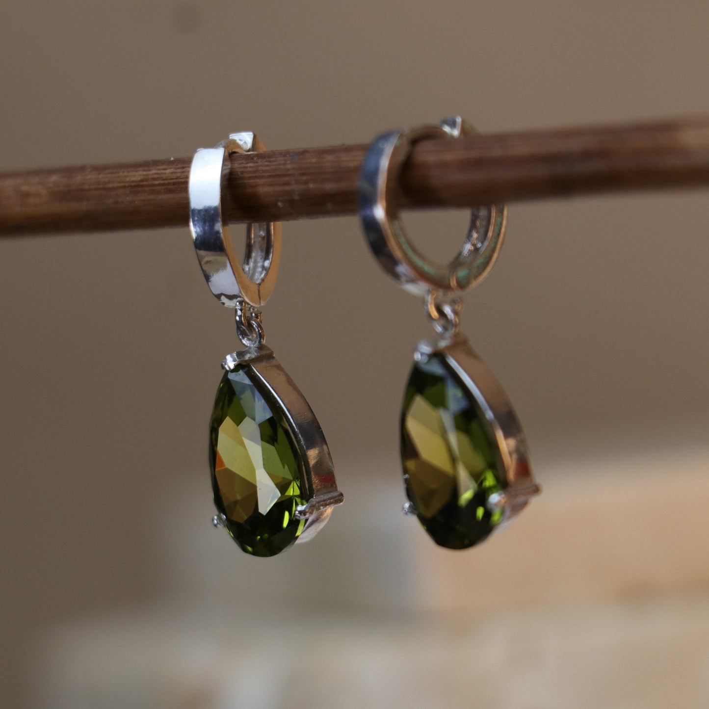 925 Silver Earring with Drop Jade Stone