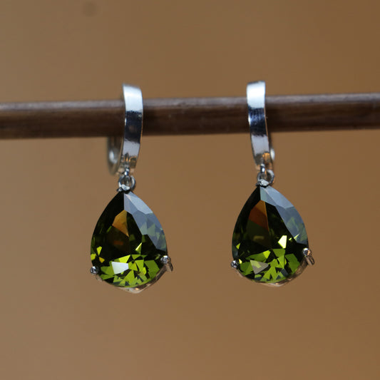 925 Silver Earring with Drop Jade Stone