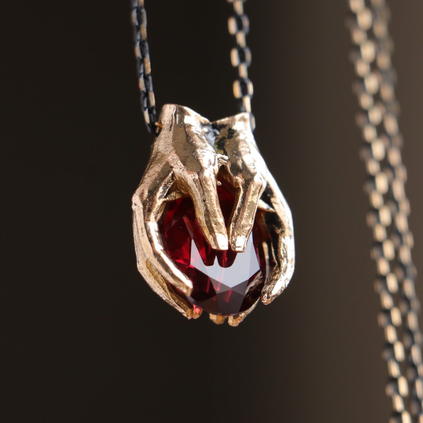 Drop Garnet Stone Palm Necklace