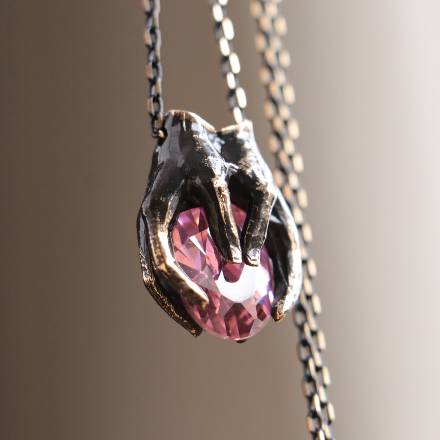 Drop Garnet Stone Palm Necklace
