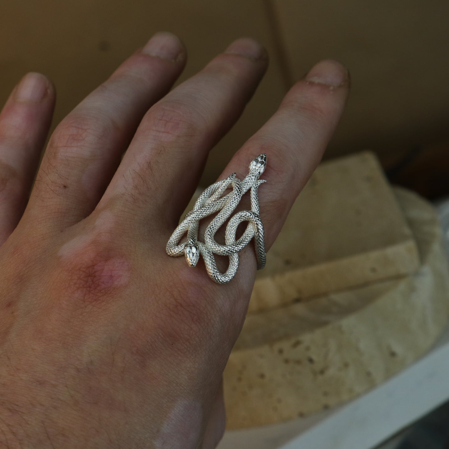 Amber Octopus 925 Silver Ring