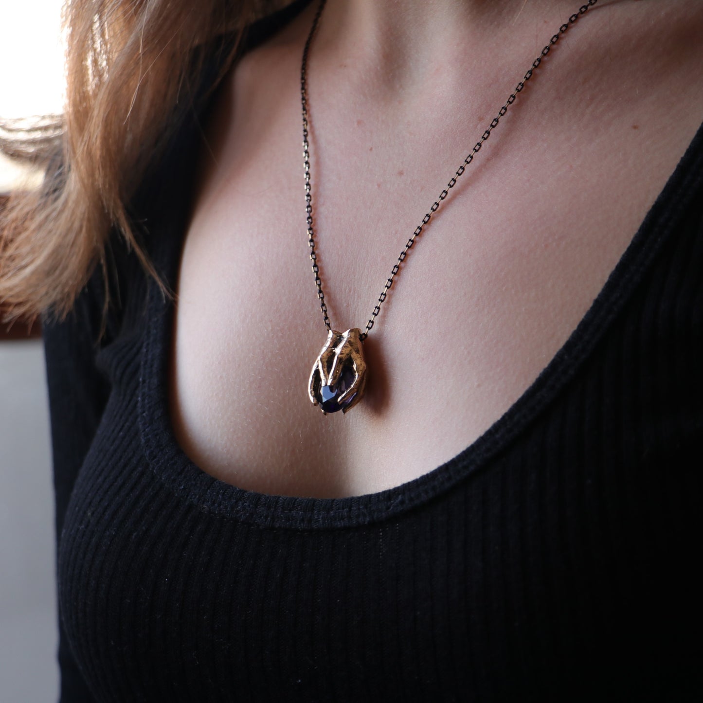 Drop Garnet Stone Palm Necklace