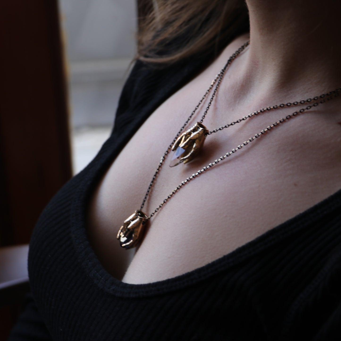 Drop Garnet Stone Palm Necklace