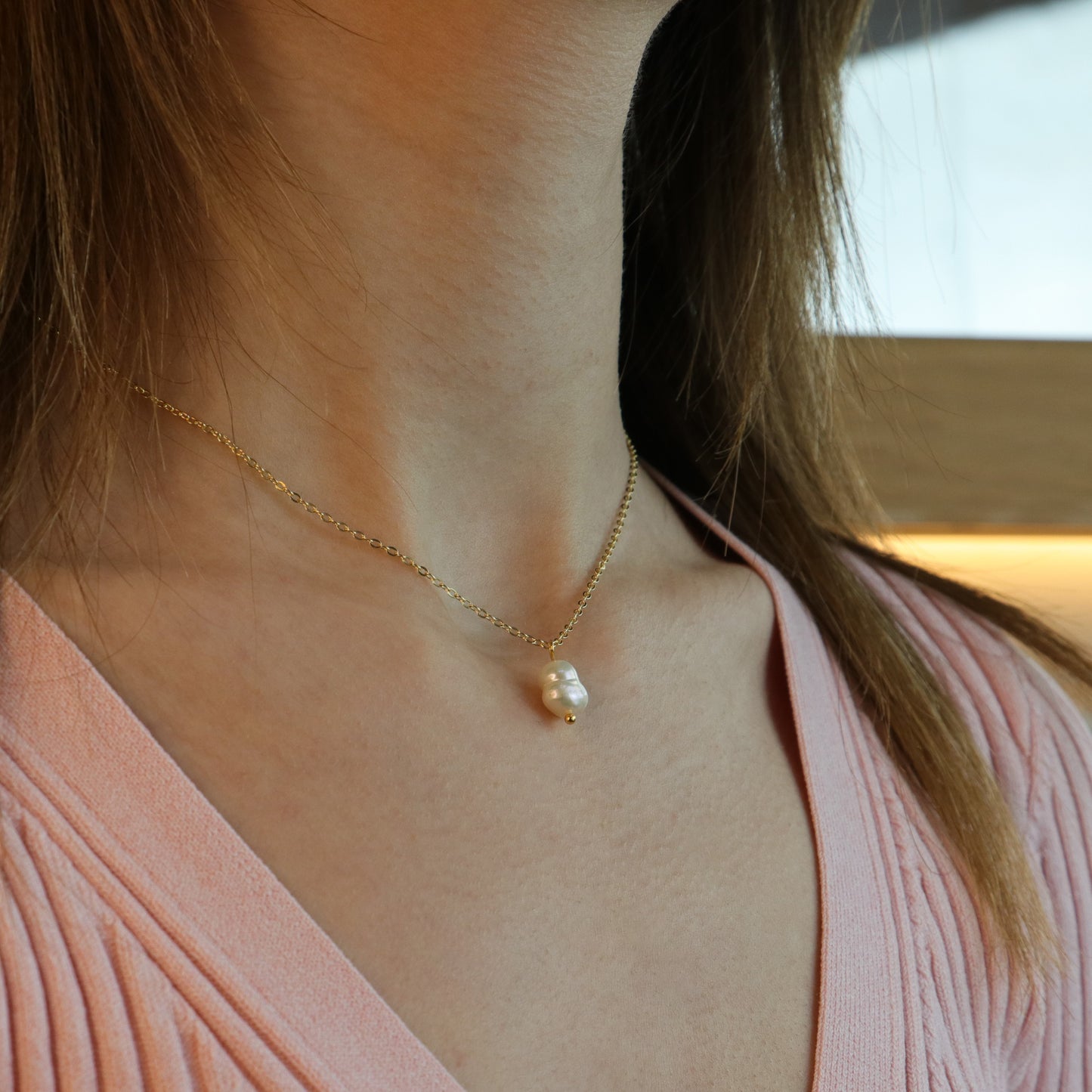 Amorf İnci Küpe Kolye Set