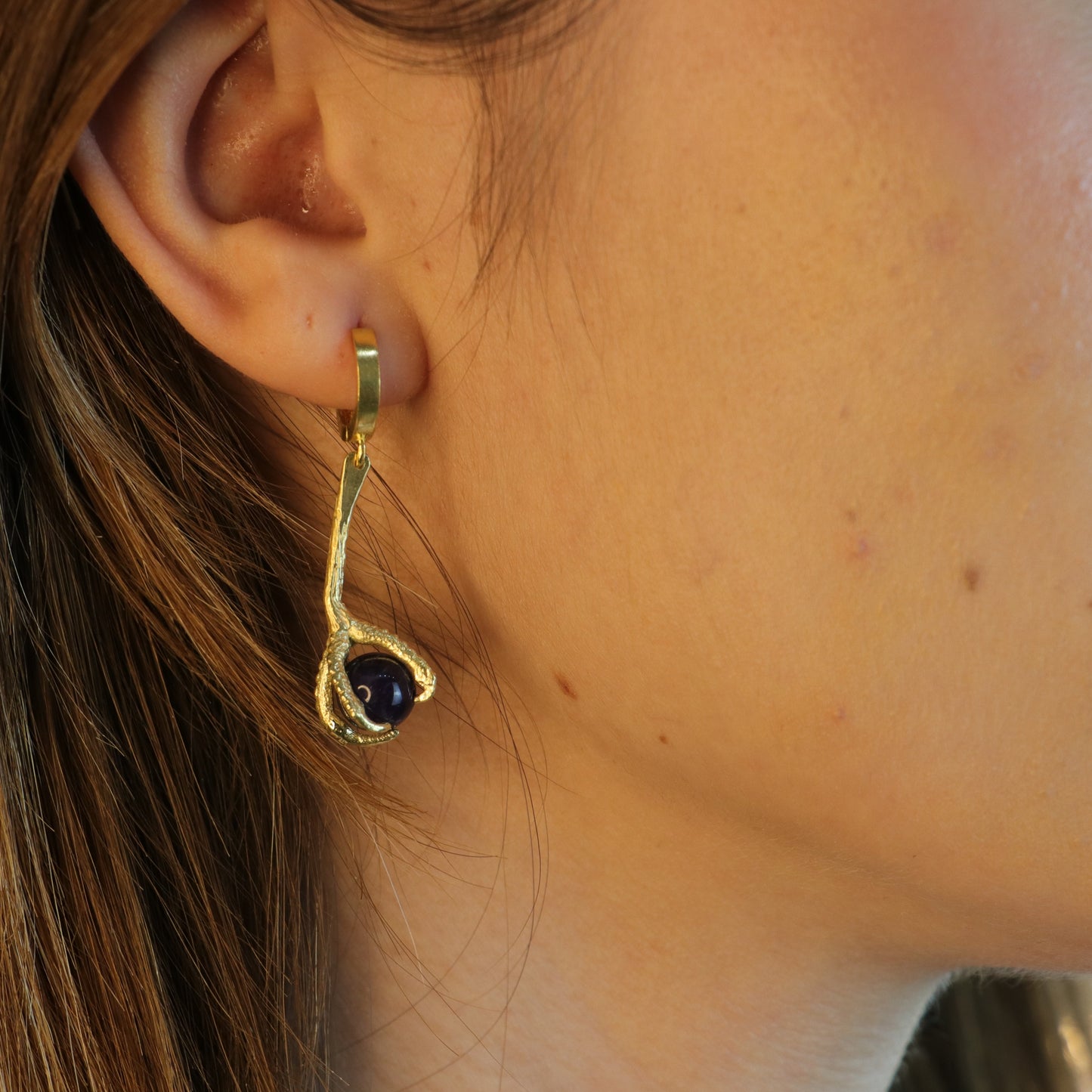 Garnet Claw Earrings