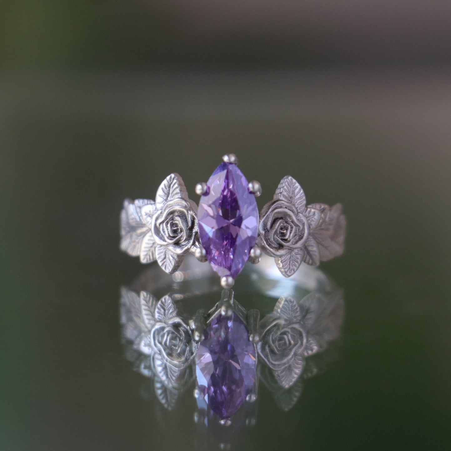 Yapraklar (Tüm Doğal Taşlar) 925 Oksitlenmiş Gümüş Yüzük