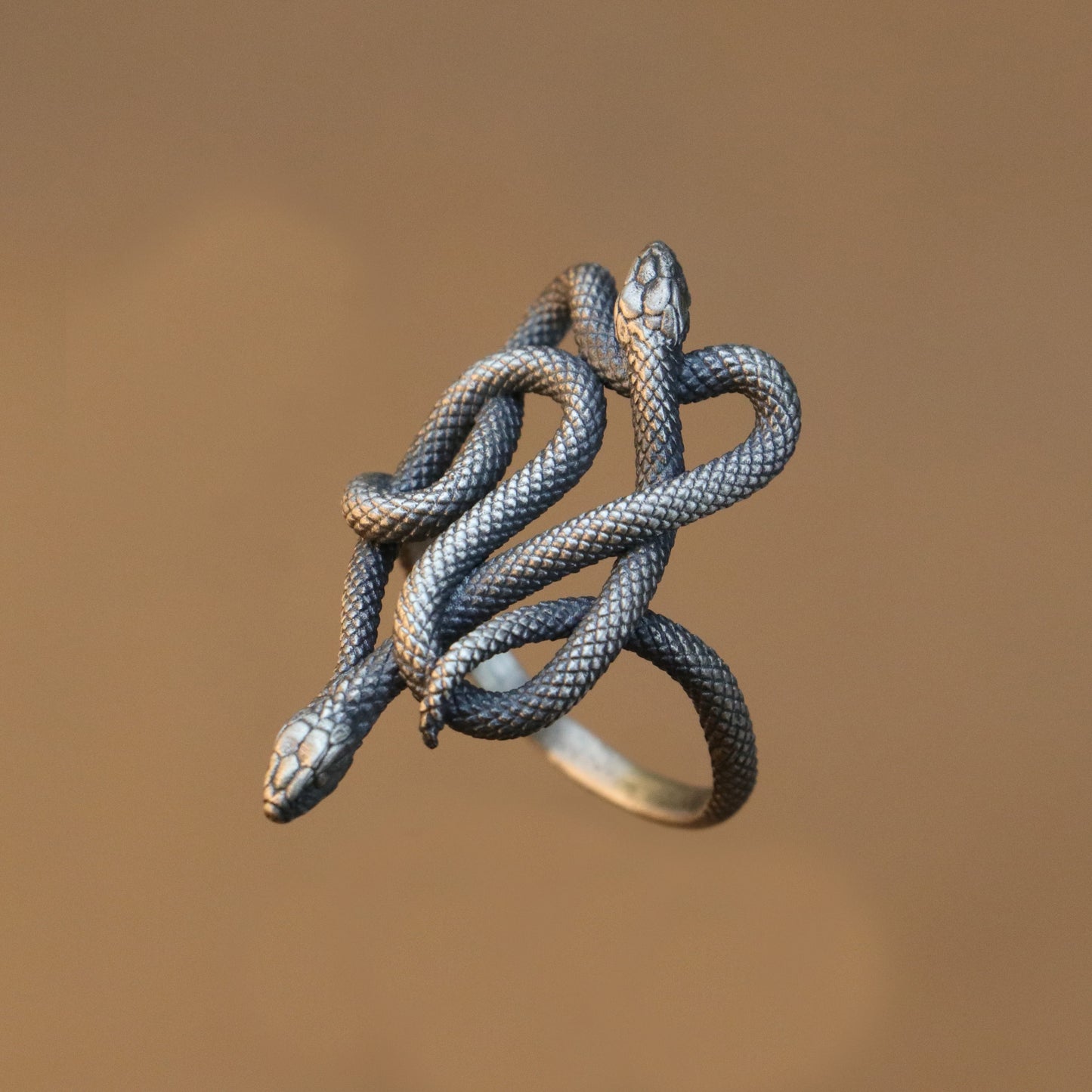 Amber Octopus 925 Silver Ring