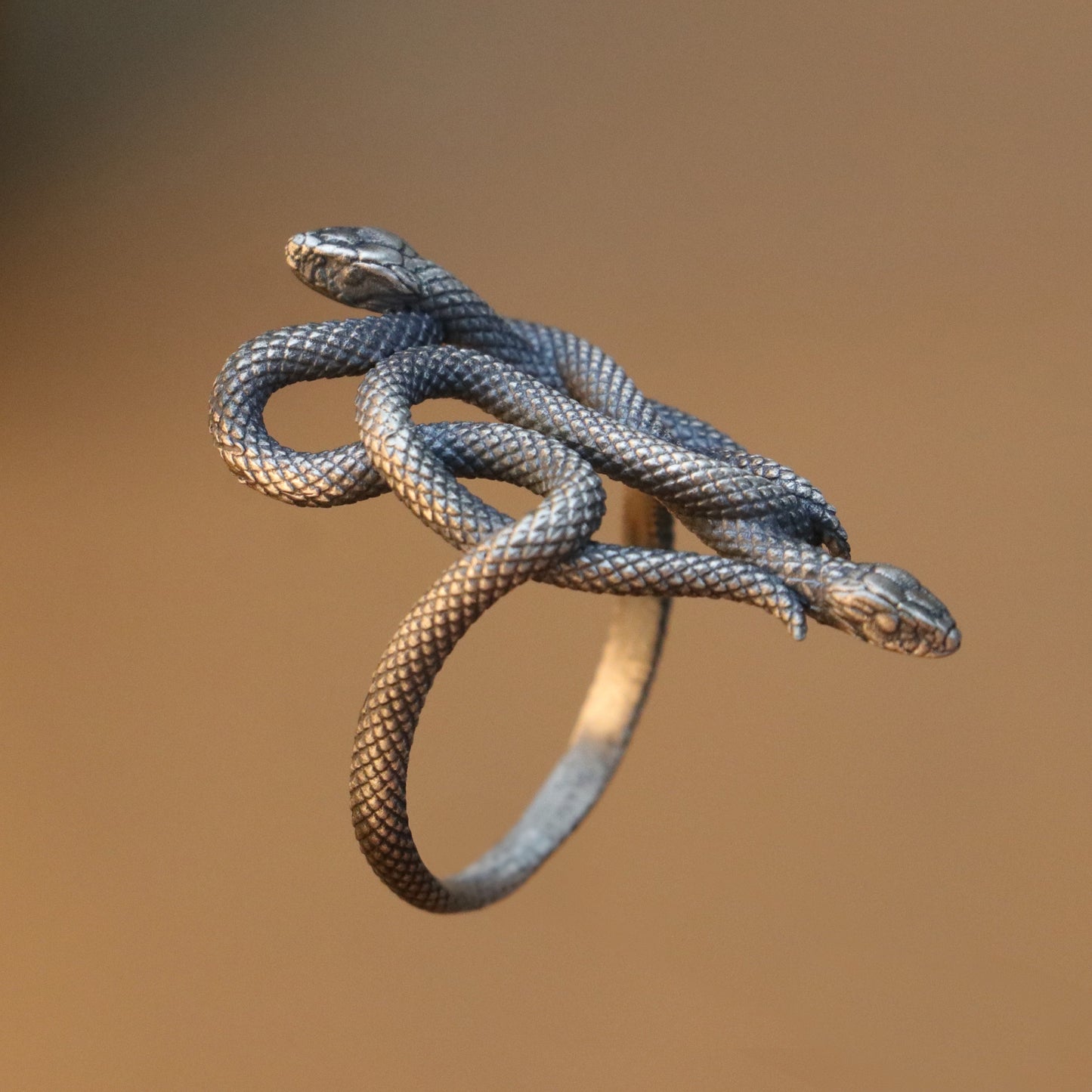 Amber Octopus 925 Silver Ring
