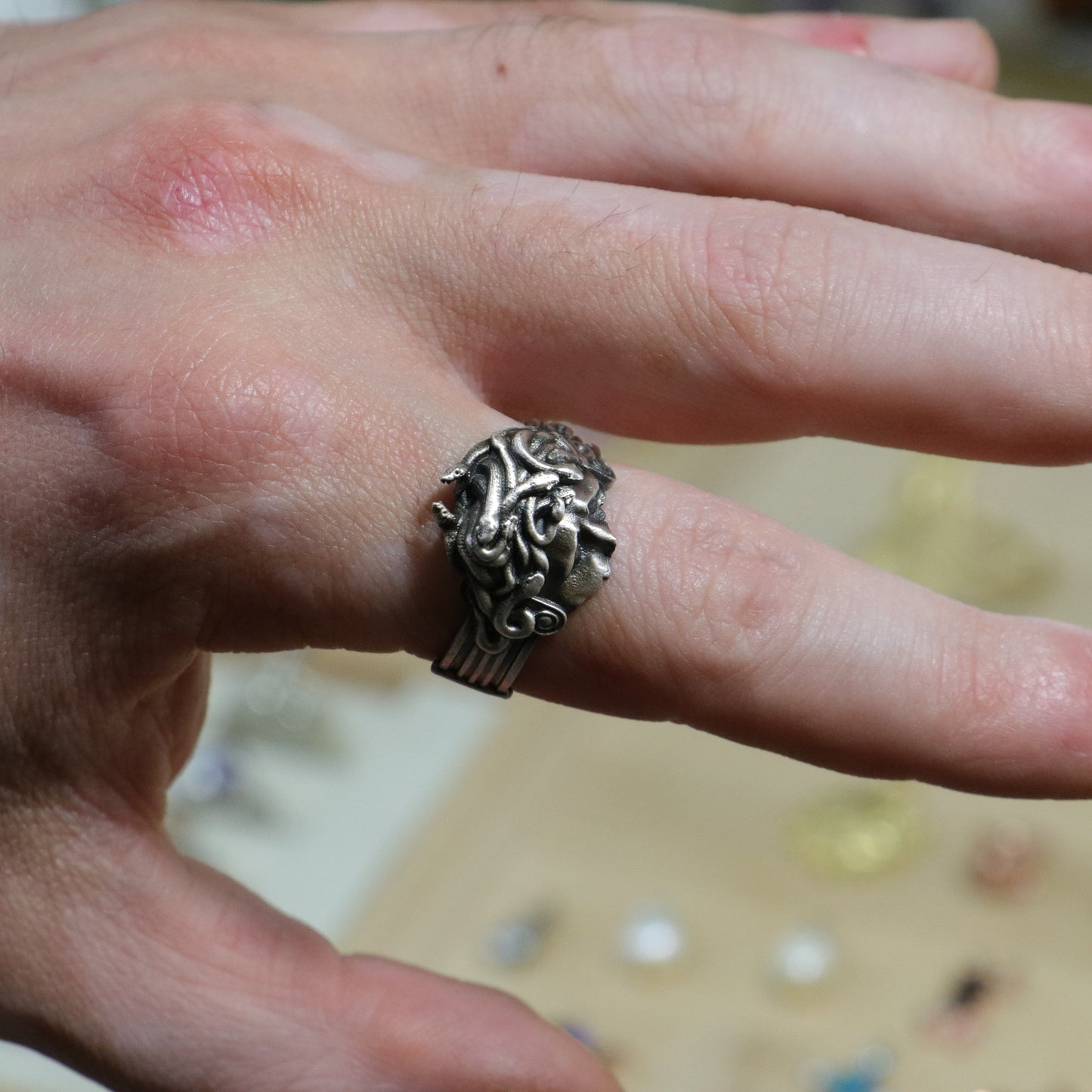 Yarım Medusa Erkek 925 Gümüş Yüzük