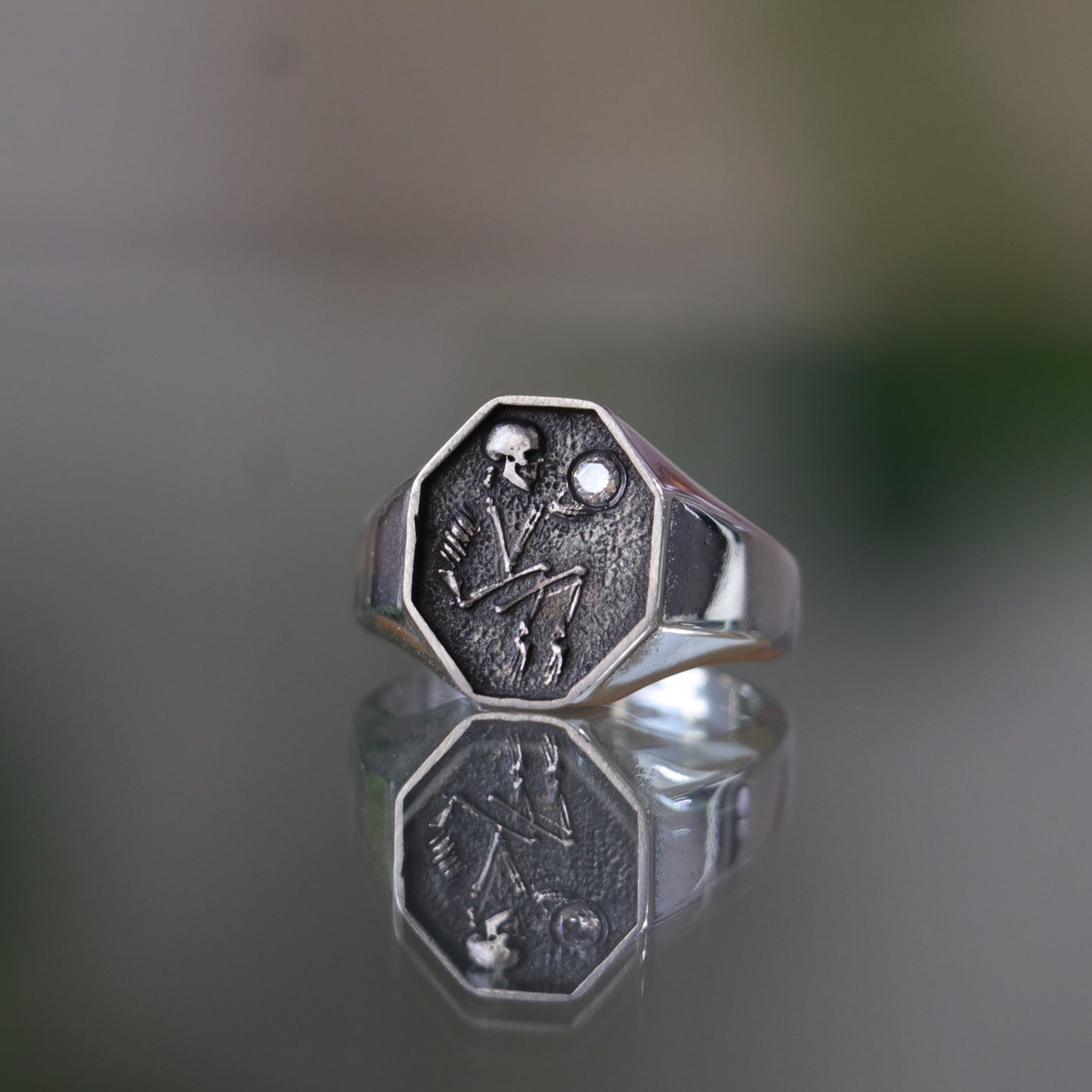 Memento Mori Amethyst Men's 925 Silver Ring
