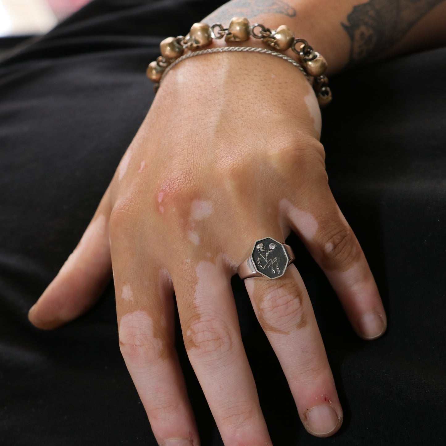 Memento Mori Amethyst Men's 925 Silver Ring