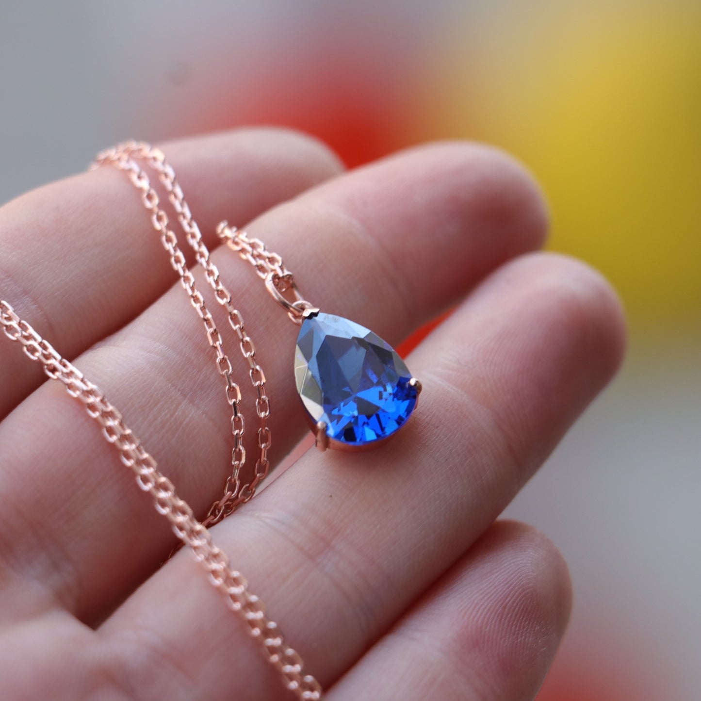 Damla Blue Topaz Küpe Kolye Set