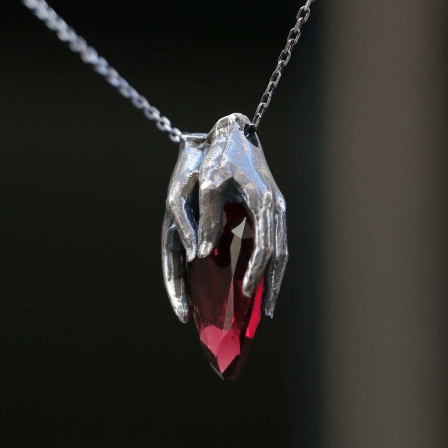 Drop Garnet Stone Palm Necklace