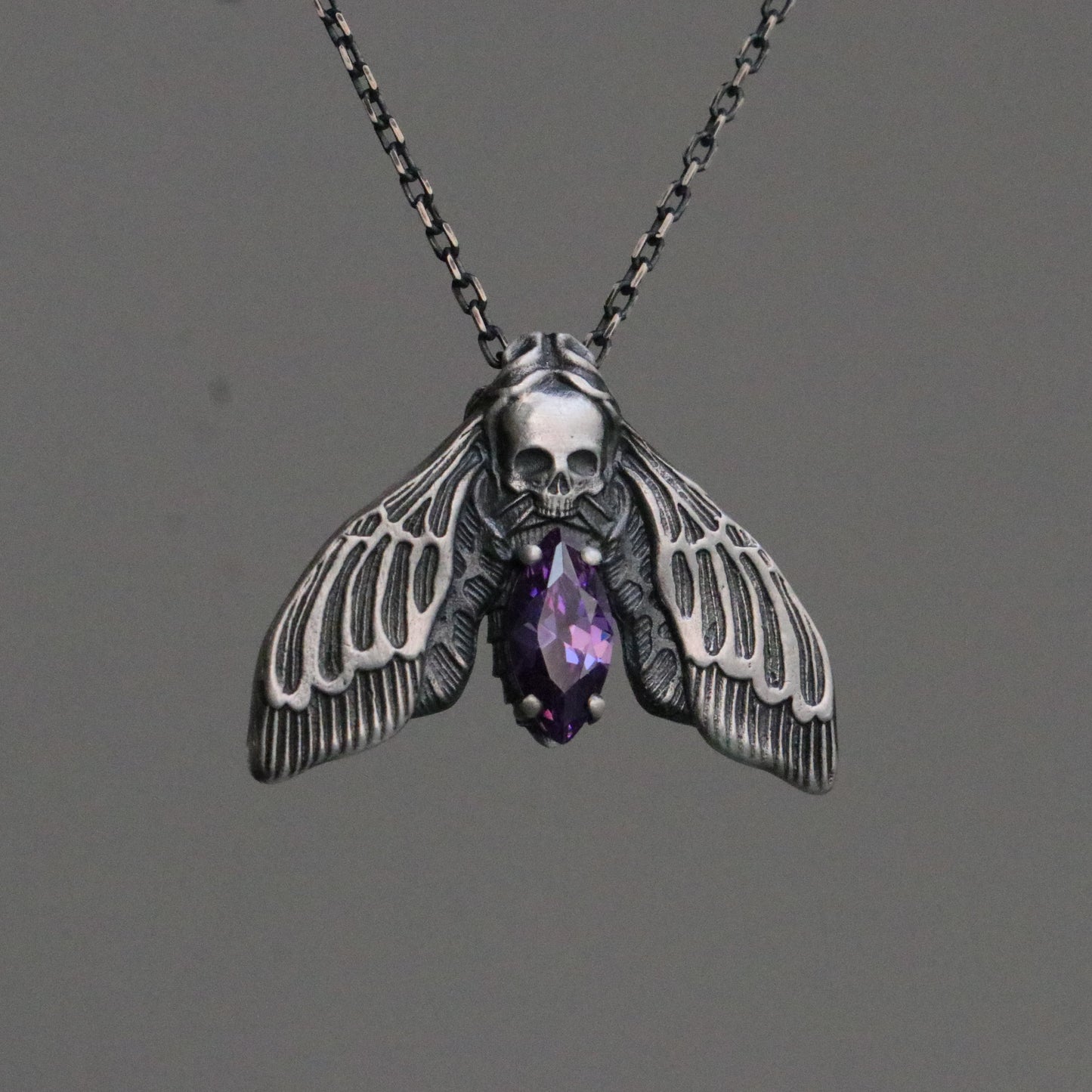 Mini Mini Skull 925 Oxidized Silver Necklace