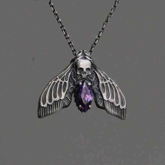 Mini Mini Skull 925 Oxidized Silver Necklace