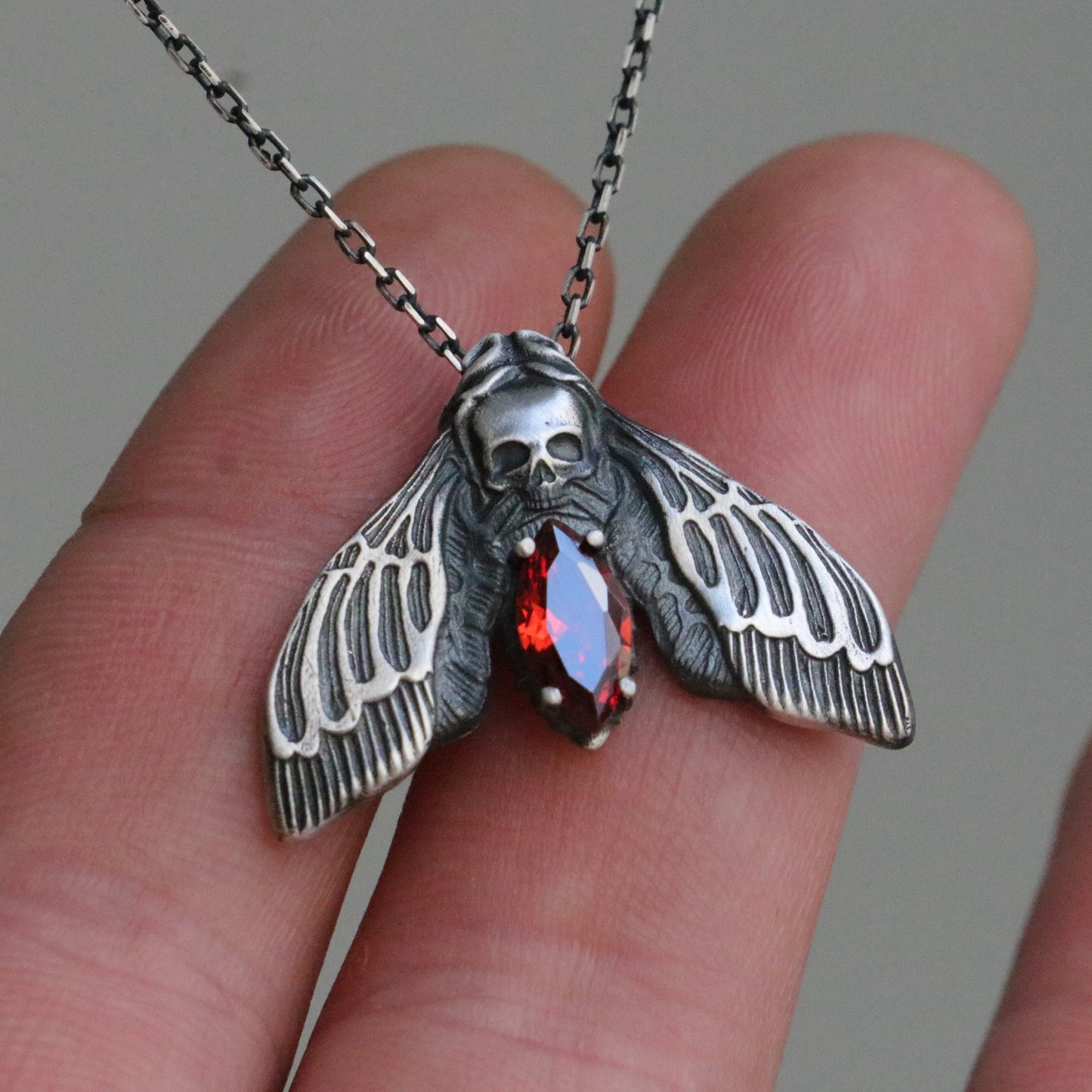 Mini Mini Skull 925 Oxidized Silver Necklace