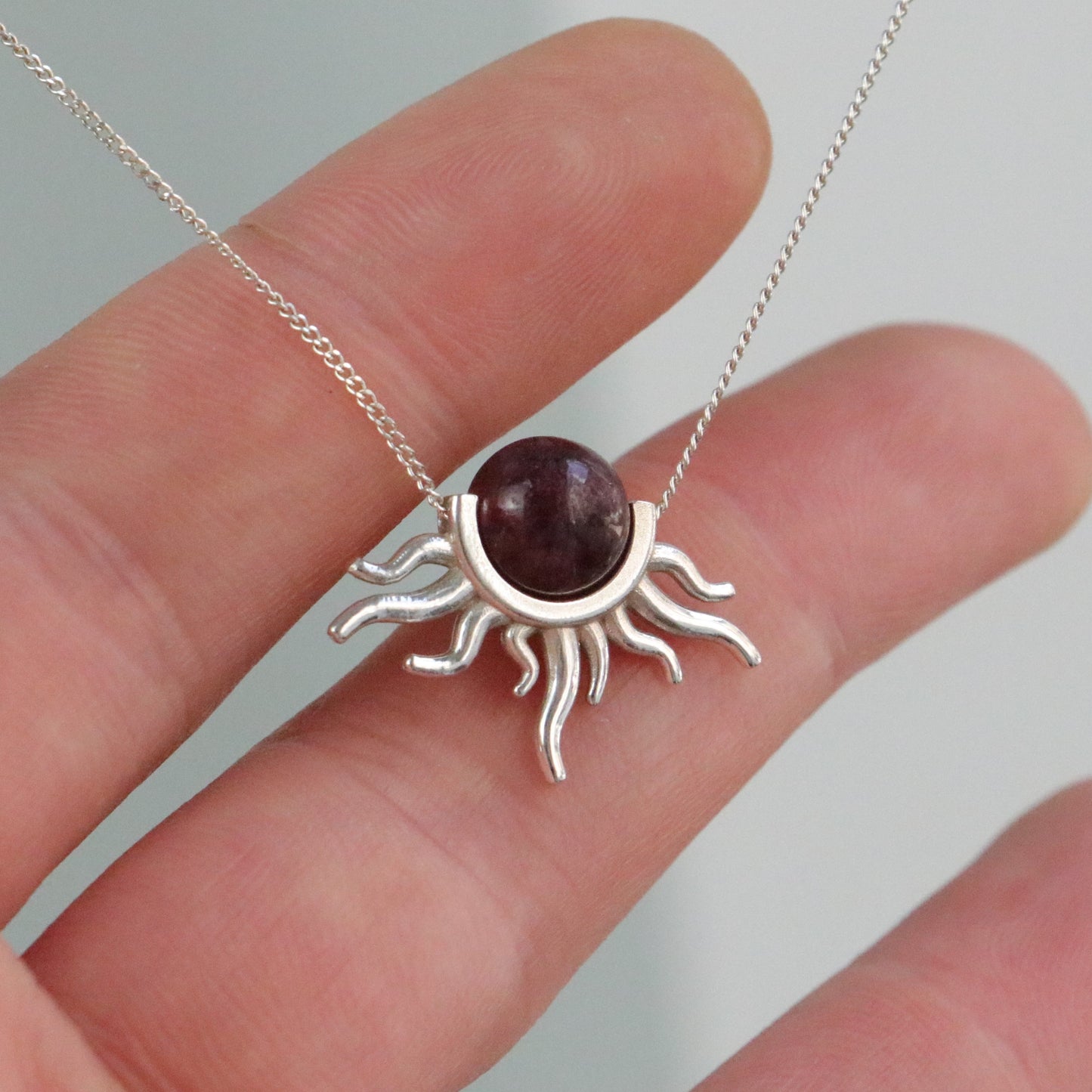 Güneş Ametist Kolye (Tüm Taş ve Maden Seçenekleri)