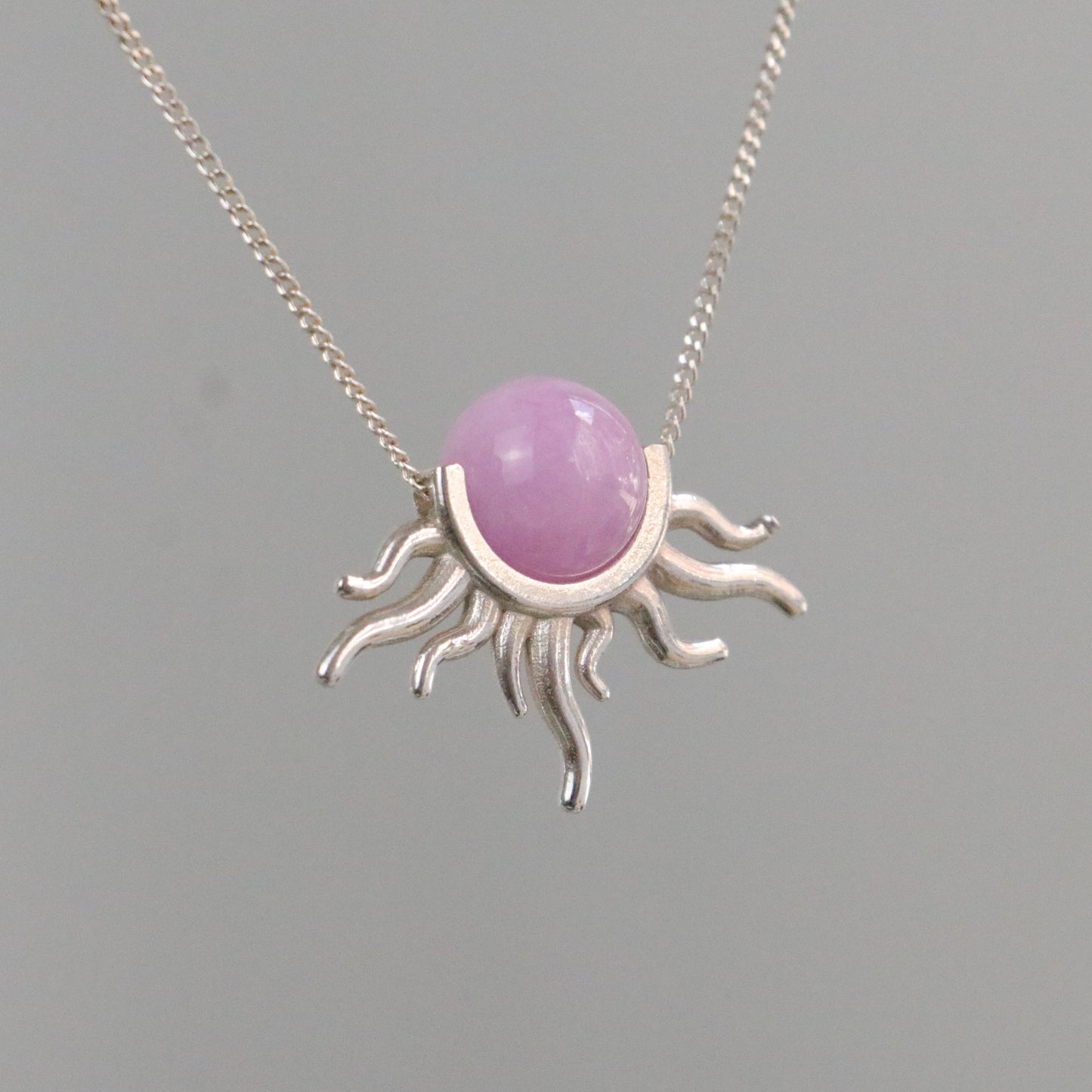 Ametist Güneş 925 Gümüş Kolye (Tüm Taşlar)