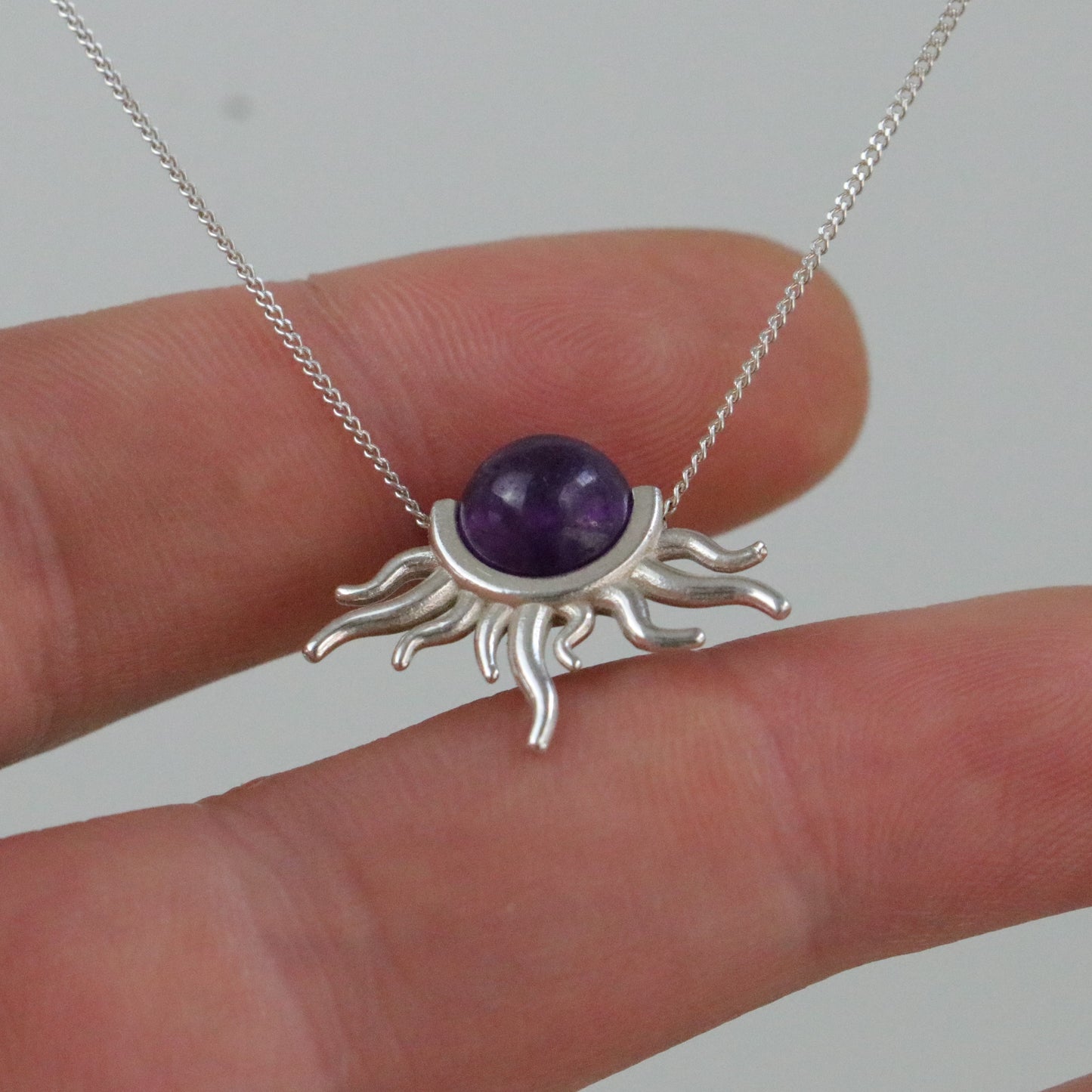 Güneş Ametist Kolye (Tüm Taş ve Maden Seçenekleri)