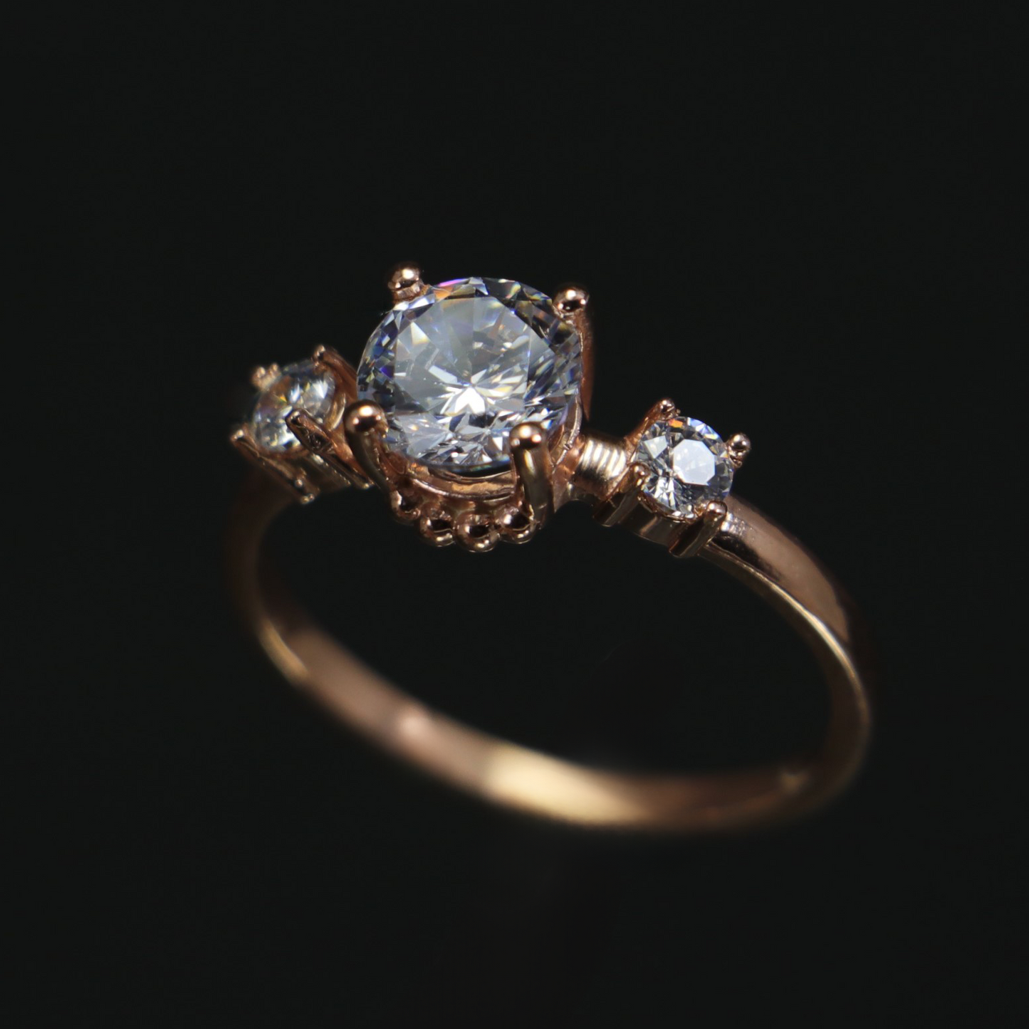 Rose Gold Plated Moissanite 925 Silver Ring