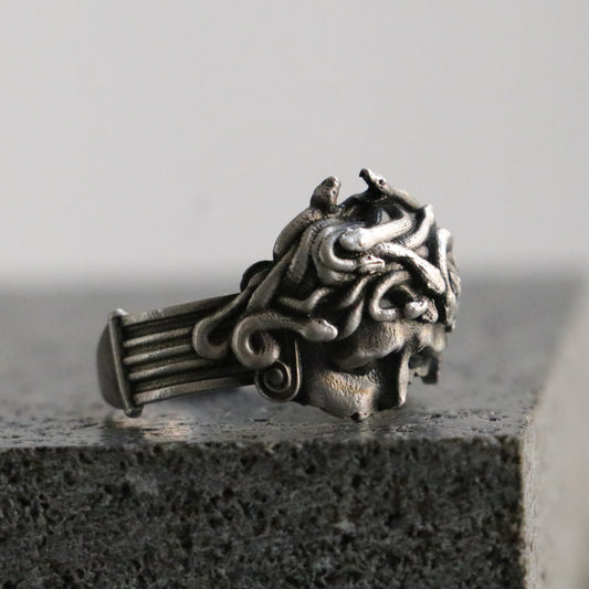 Yarım Medusa Erkek 925 Gümüş Yüzük