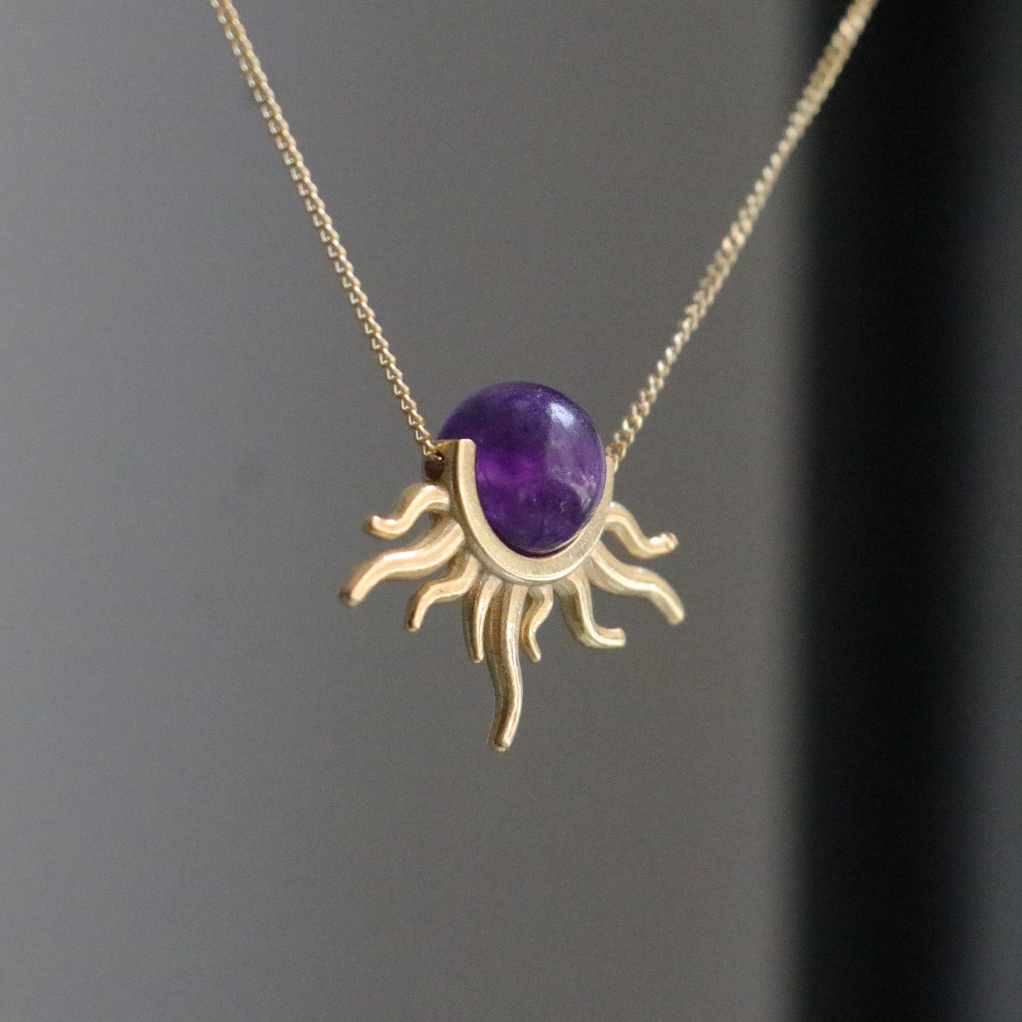 Güneş Ametist Kolye (Tüm Taş ve Maden Seçenekleri)