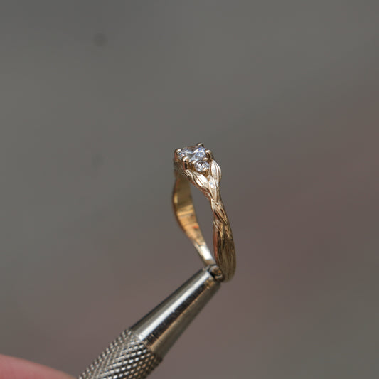 Special Design 0.40 Carat Moissanite and Diamond 14 Carat Gold Ring