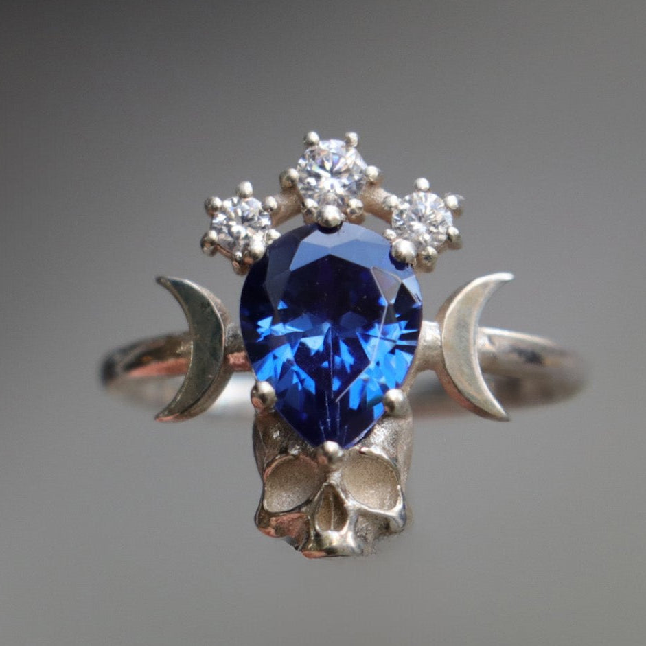 Moon Goddess Death Tanzanite 925 Silver Ring