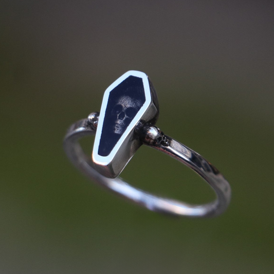 Tabut Kurukafa 925 Gümüş Siyah Yüzük