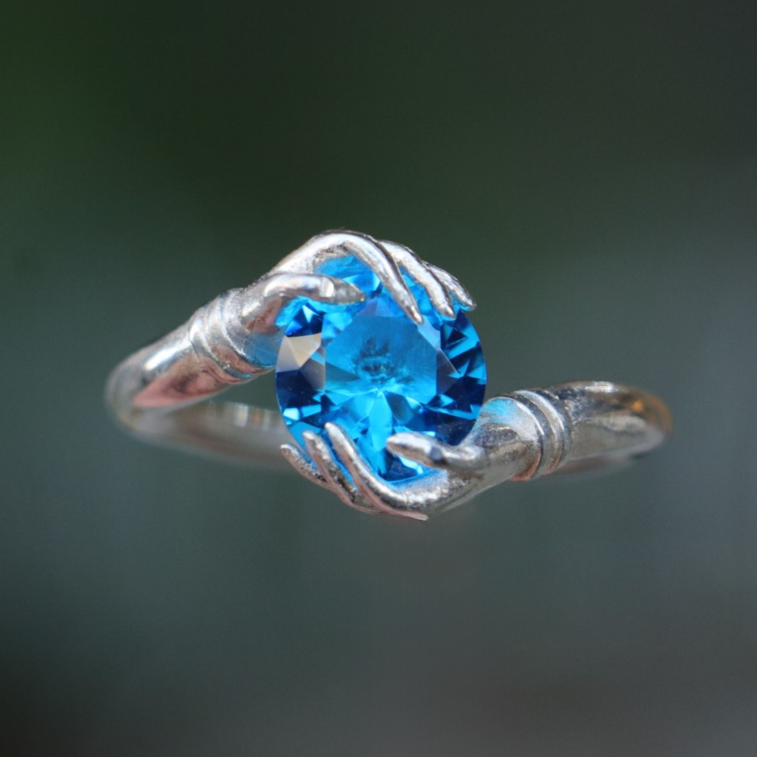 Evrenin Sırları Blue Topaz 925 Gümüş Yüzük