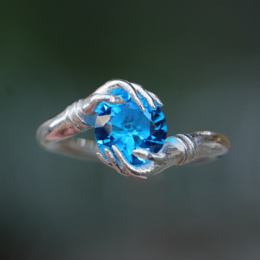 Evrenin Sırları Blue Topaz 925 Gümüş Yüzük