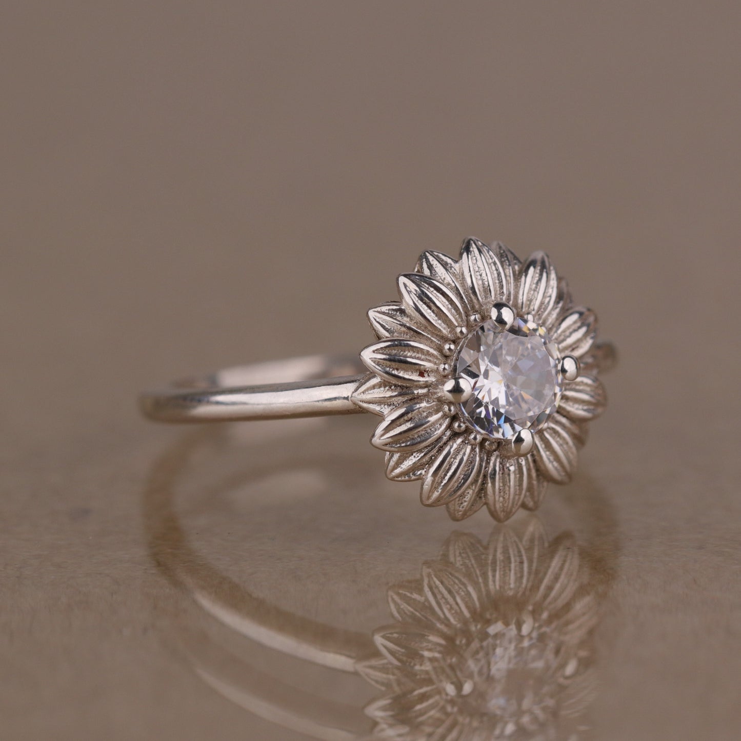 Papatya 925 Gümüş Altın Kaplama Yüzük