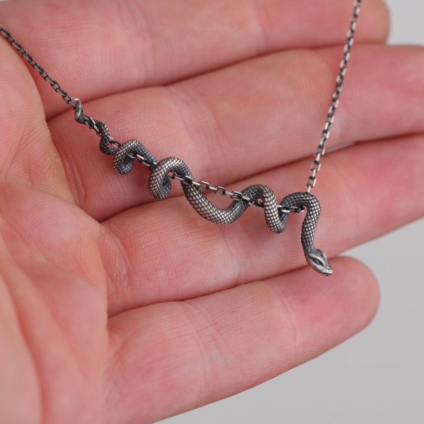 Yılan 925 Gümüş Altın Kaplama Kolye