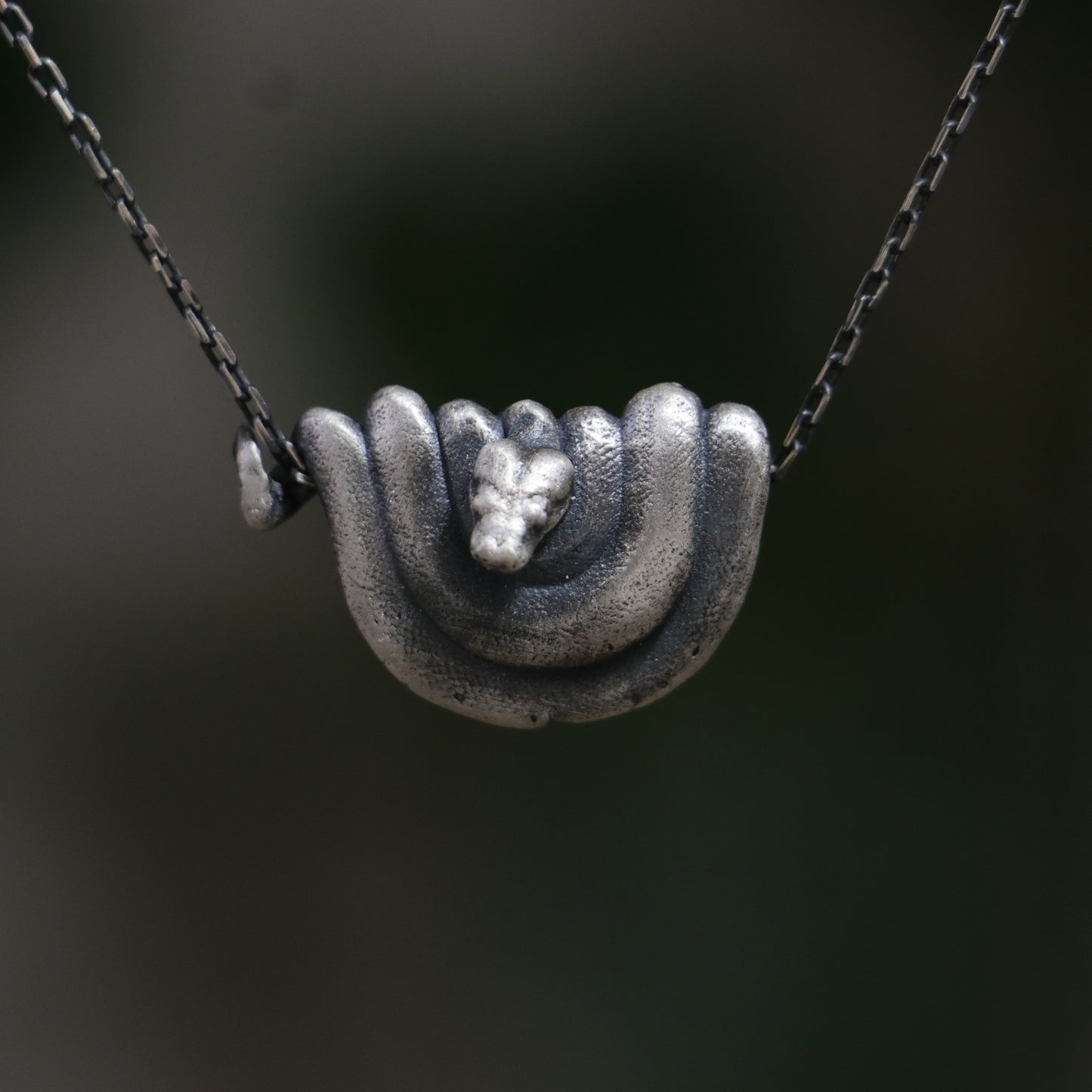 Mini Mini Skull 925 Oxidized Silver Necklace