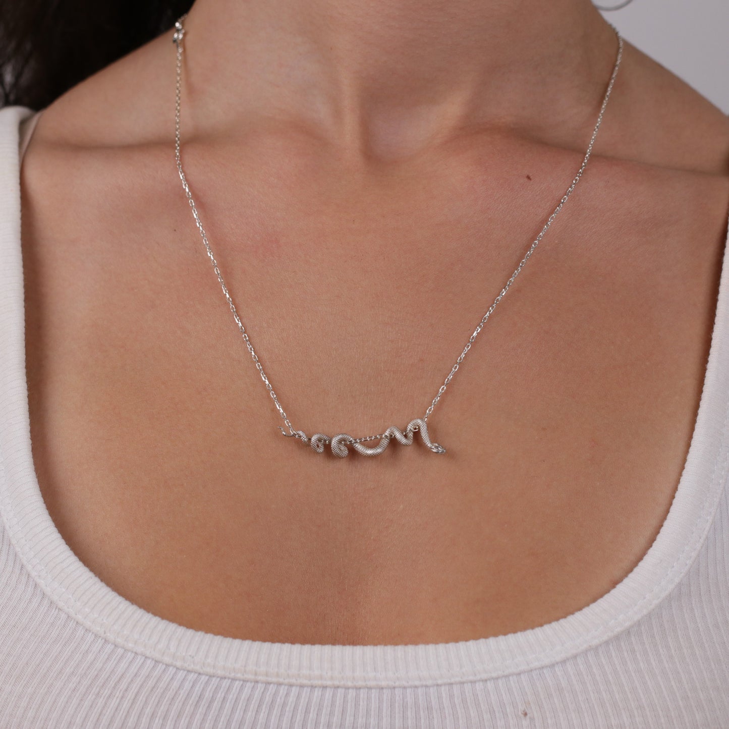 Yılan 925 Gümüş Altın Kaplama Kolye