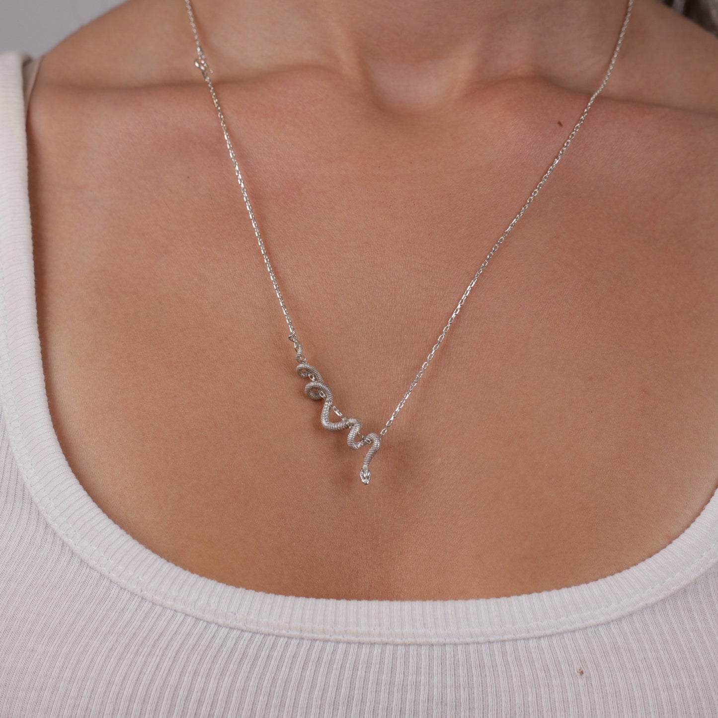 Yılan 925 Gümüş Altın Kaplama Kolye