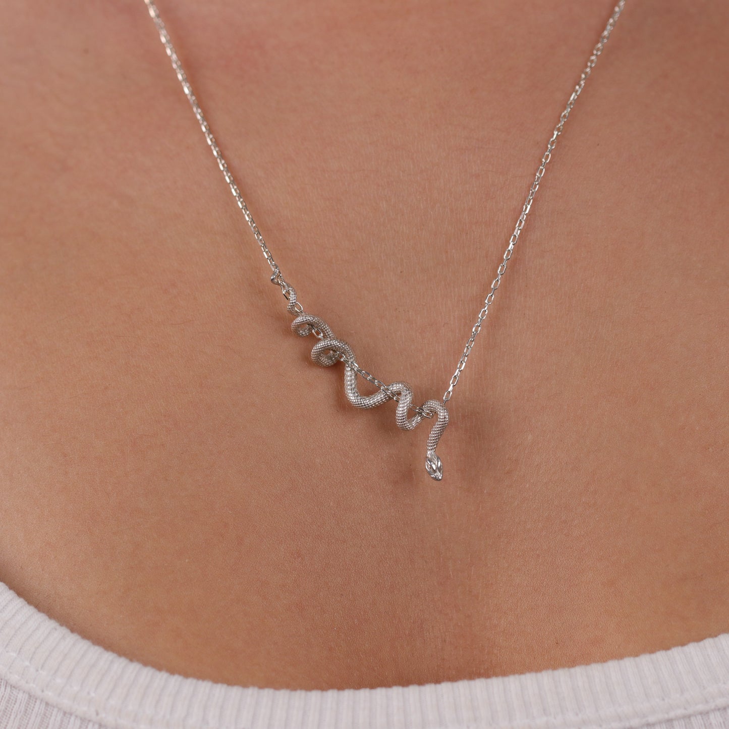 Yılan 925 Gümüş Altın Kaplama Kolye