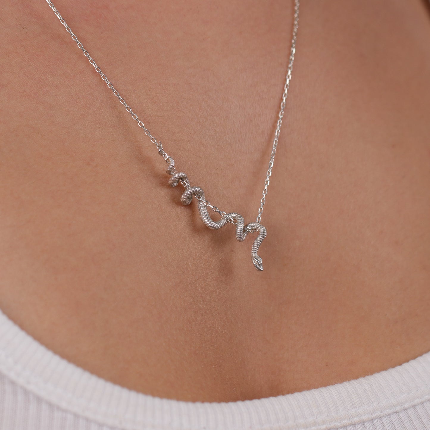 Yılan 925 Gümüş Altın Kaplama Kolye