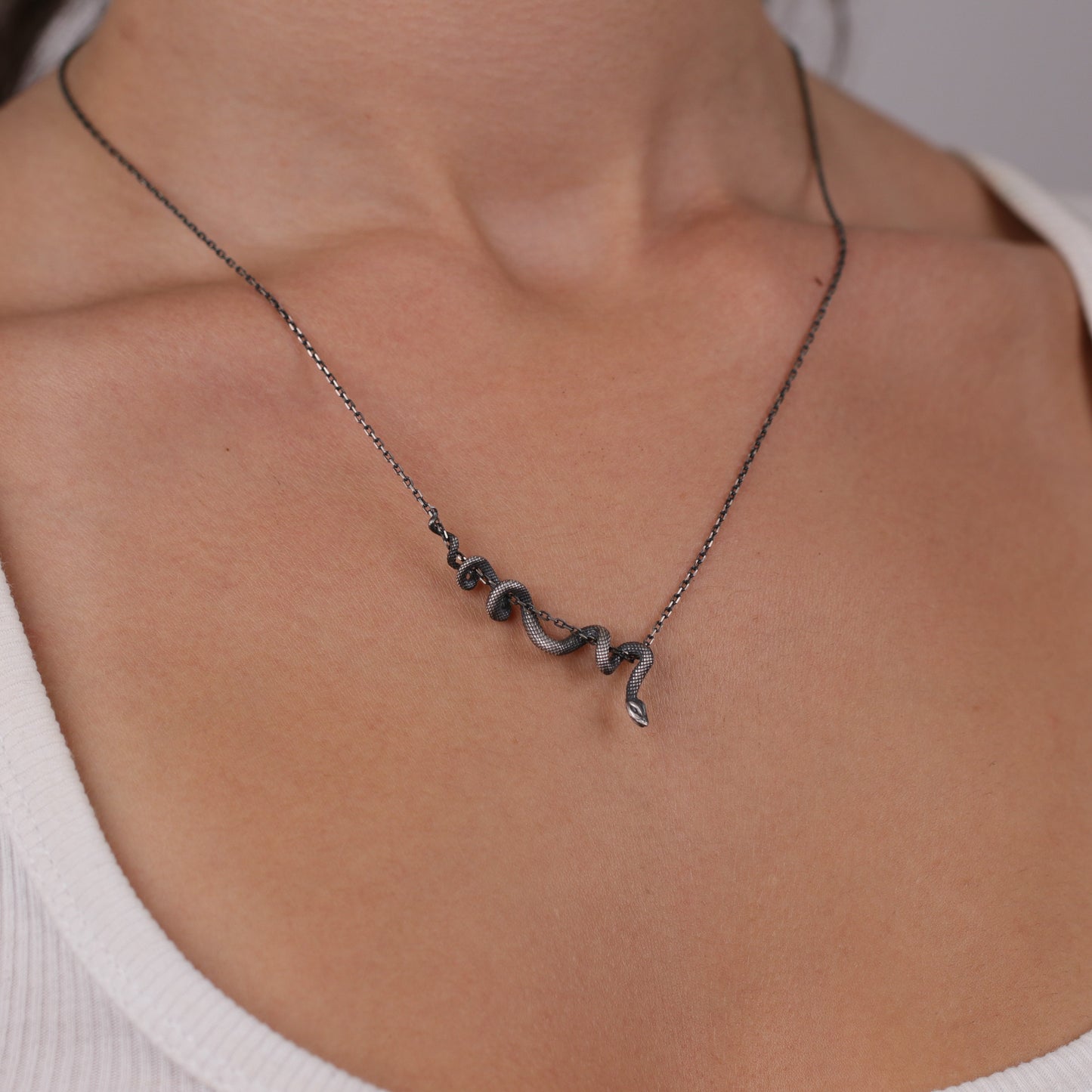 Yılan 925 Gümüş Altın Kaplama Kolye