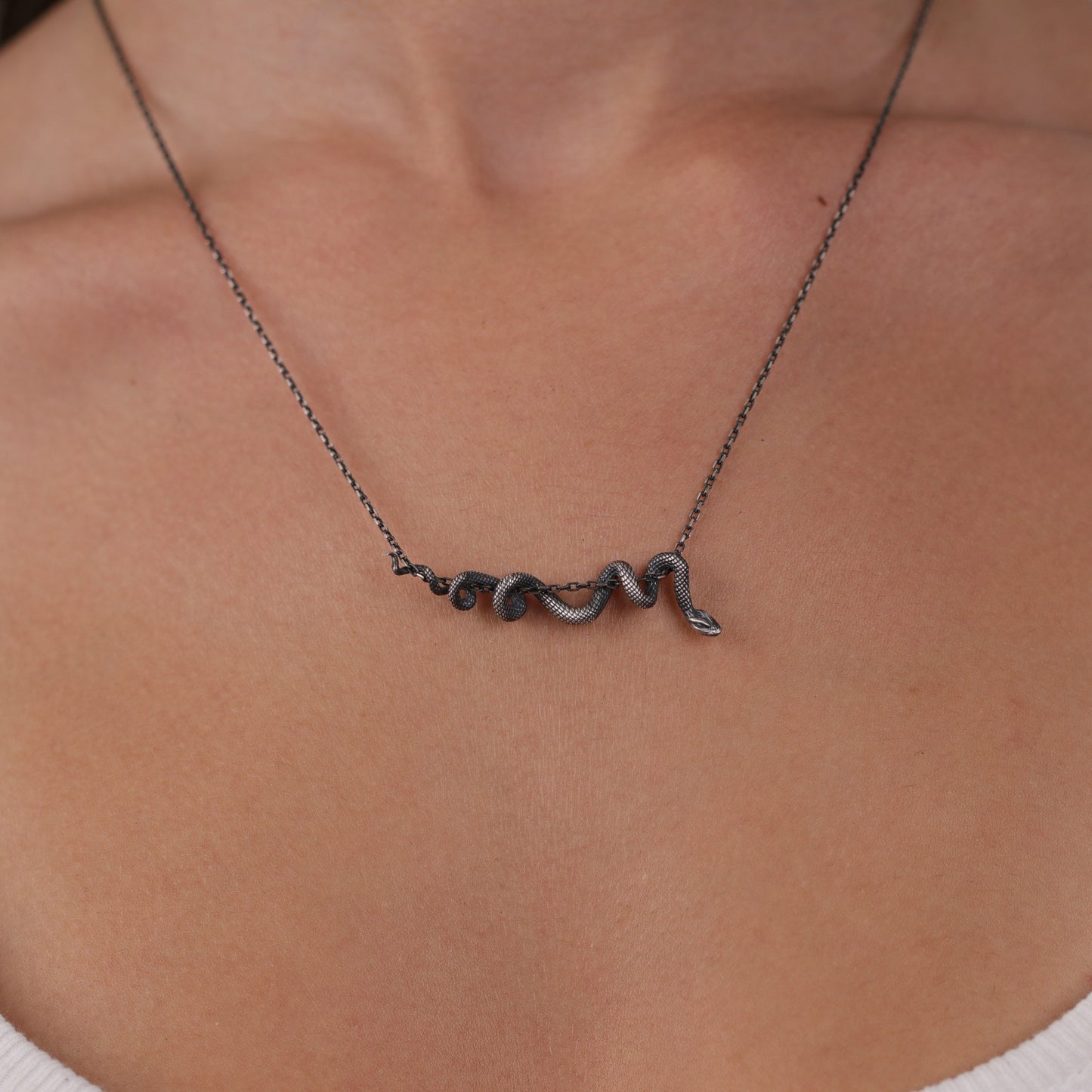 Yılan 925 Gümüş Altın Kaplama Kolye