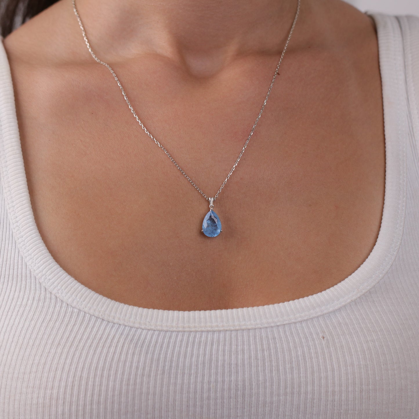 Damla Garnet 925 Gümüş Kolye