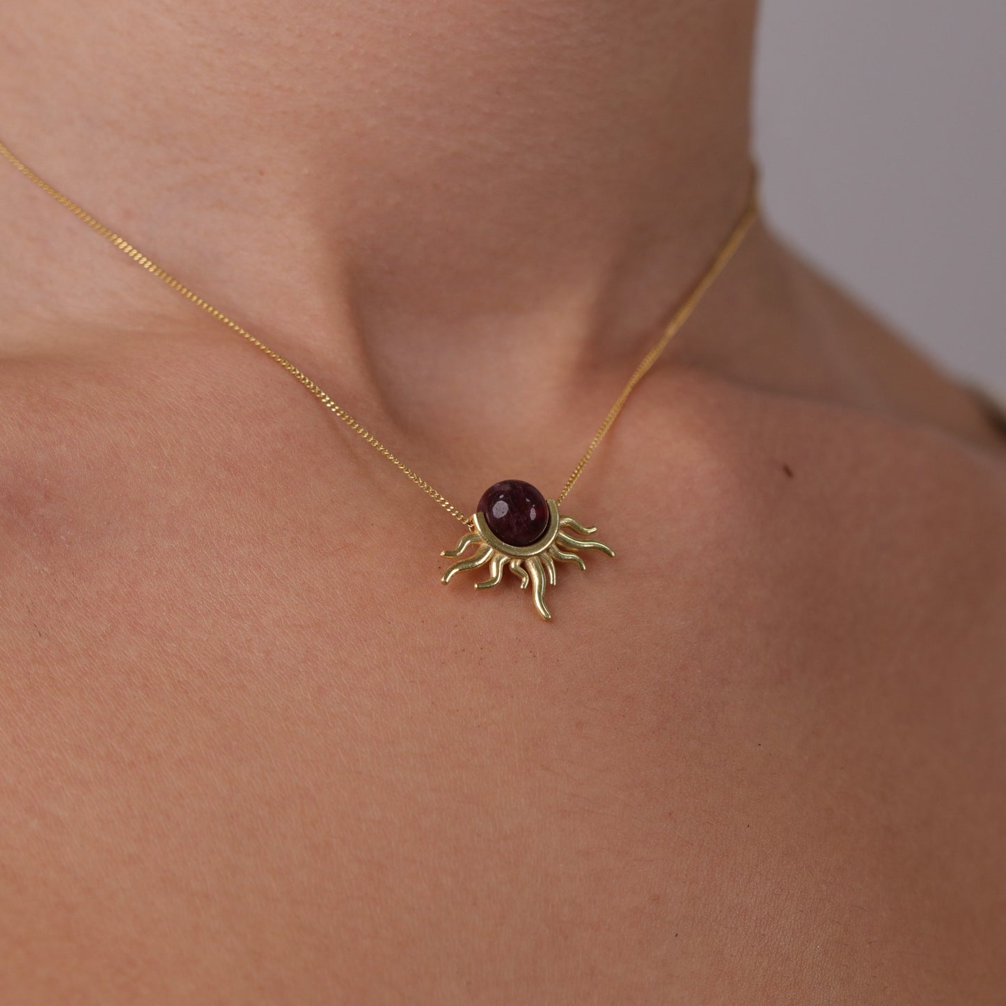 Güneş Ametist Kolye (Tüm Taş ve Maden Seçenekleri)