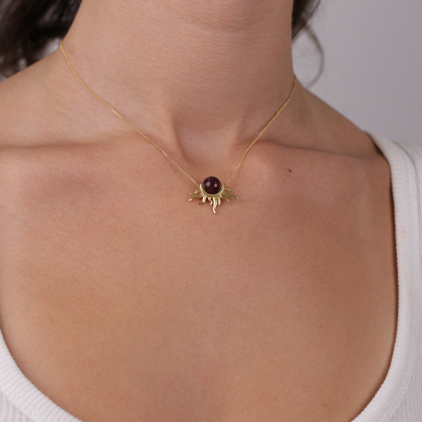 Güneş Ametist Kolye (Tüm Taş ve Maden Seçenekleri)